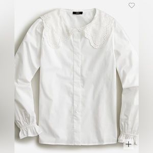 NWT J Crew Lace Collar Cotton Poplin Top